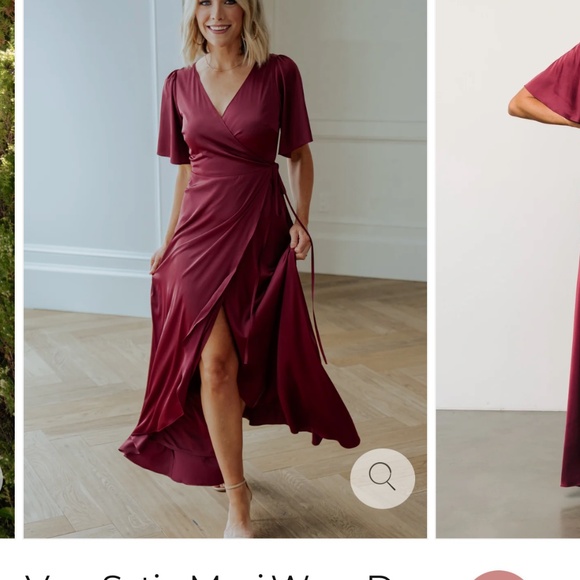 Baltic born burgundy satin wrap dress - Picture 5 of 5